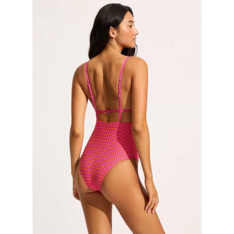 Seafolly Mesh Effect V Neck One Piece image number 1